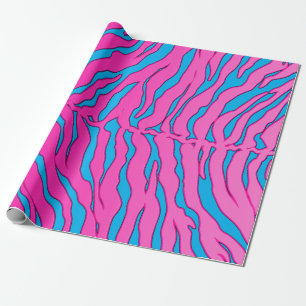 Papier Cadeau Turquoise et poster de animal rose de rayures de