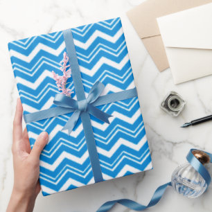 Papier Cadeau Turquoise et Zigzags blancs vibrants