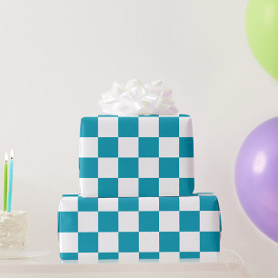 Papier Cadeau Turquoise foncé à carreaux 