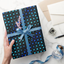 Turquoise géométrique brillant bleu et noir petits