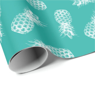 Papier Cadeau Turquoise moderne de motif tropical d'ananas