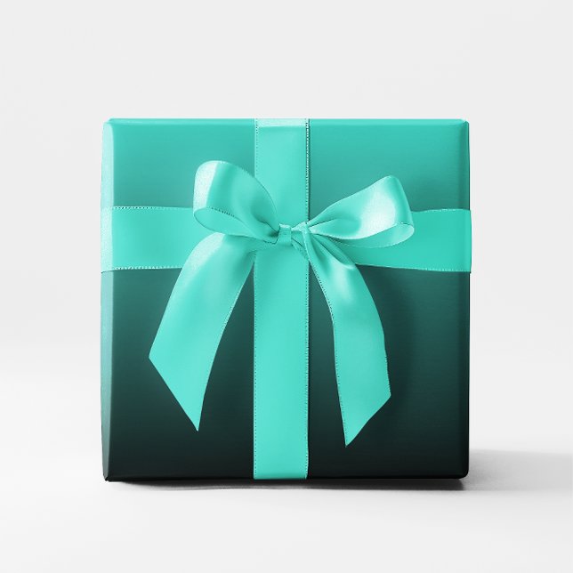 Papier Cadeau Turquoise noir ombré (Black Turquoise Gradient Ombre Wrapping Paper)