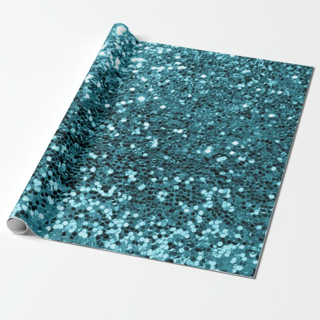 Papier Cadeau Turquoise Parties scintillant de séquence aquatiqu (Déroulé)
