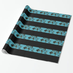 Papier Cadeau Turquoise Pierre or et noir