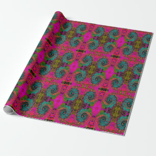 Papier Cadeau Turquoise Trippeyant Abstrait Rétro Tourbillon Liq