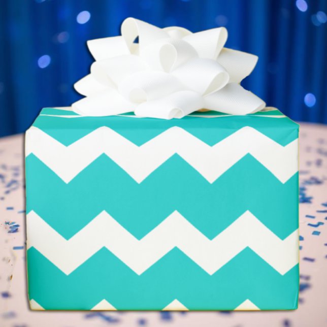 Papier Cadeau Turquoise Turquoise Chevron (Créateur téléchargé)