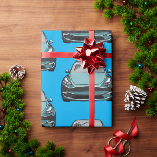 Papier Cadeau Turquoise véhicule électrique SUV Voiture bleu Arr
