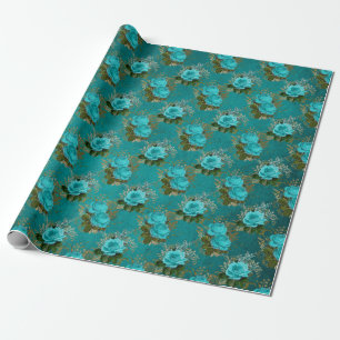 Papier Cadeau Turquoise vintage et Rose d'or
