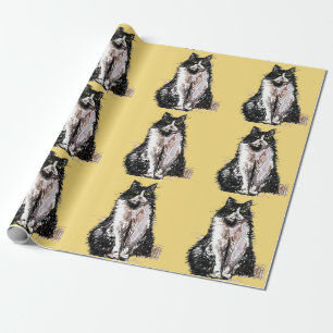 Papier Cadeau Tuxedo Chat Chats Noir et Blanc Chats Amateurs Jau