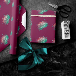 Papier Cadeau Twinkle Little Star Vert menthe rose gras