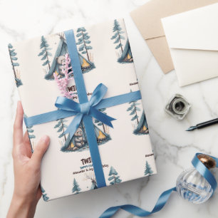 Papier Cadeau Twins Rustic One Happy Camper Anniversaire