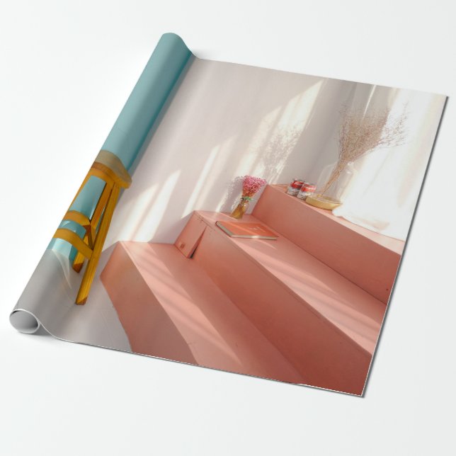 Papier Cadeau Two yellow wooden bar stools (Déroulé)