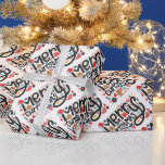 Papier Cadeau Typographe de Merry Christmas<br><div class="desc">Joyeuse typographie de Noël et articles de vacances papier d'emballage,  amusant pour les cadeaux de vacances. CORRESPONDRE des articles dans notre magasin.</div>