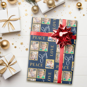 Papier Cadeau Typographie   d'amour de joie de paix Noël de ble