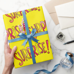 Papier Cadeau Typographie de dessin moderne surprise colorée jau