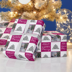 Papier Cadeau Typographie de fête Arbre de Noël Photo de famille