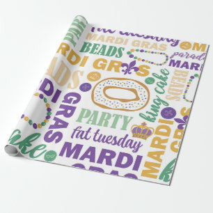 Papier Cadeau Typographie de Mardi Gras