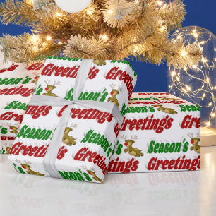 Papier Cadeau Typographie de Noël de Reindeer Joyeuses Fêtes