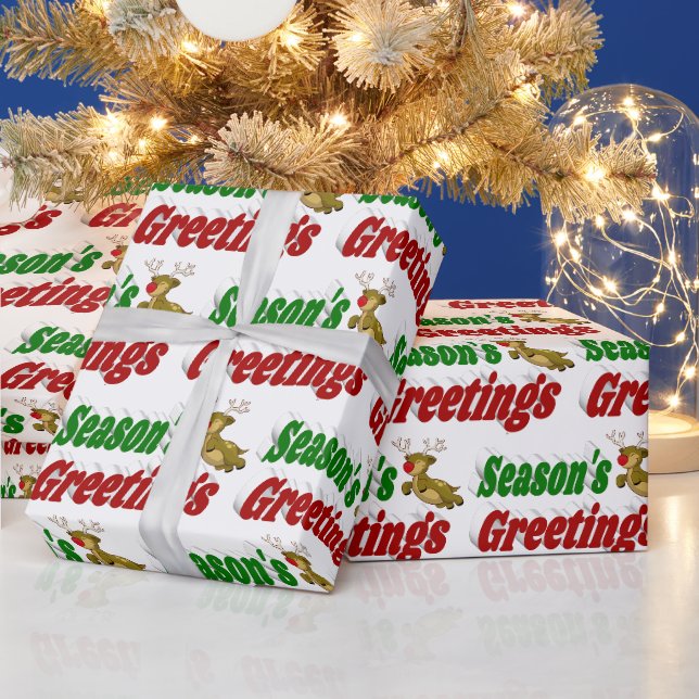 Papier Cadeau Typographie de Noël de Reindeer Joyeuses Fêtes (Vacances)