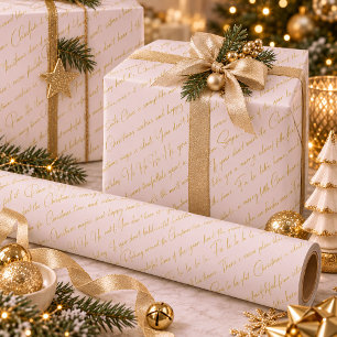 Papier Cadeau Typographie de Noël en or rose Motif #36 ID1009