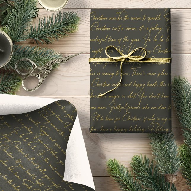 Papier Cadeau Typographie de Noël Green Gold Pattern36 ID1009 (Créateur téléchargé)