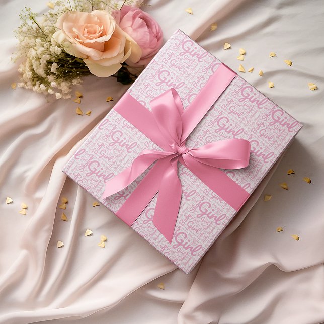 Papier Cadeau Typographie de script moderne tendance Baby shower (Créateur téléchargé)