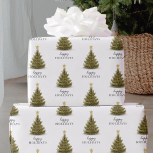 Papier Cadeau Typographie des fêtes joyeuses du sapin de Noël