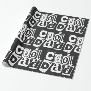Papier Cadeau Typographie drôle noir et blanc Papa cool