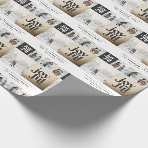 Papier Cadeau Typographie géométrique moderne joyeux Noël d'or