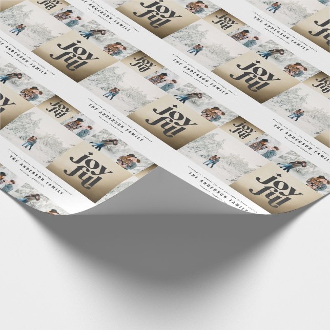 Papier Cadeau Typographie géométrique moderne joyeux or noël (Coin)