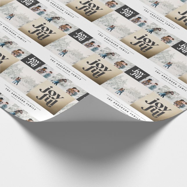 Papier Cadeau Typographie géométrique moderne joyeux or noël (Coin)