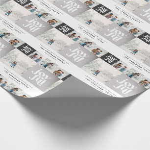 Papier Cadeau Typographie géométrique moderne Silver chic noël
