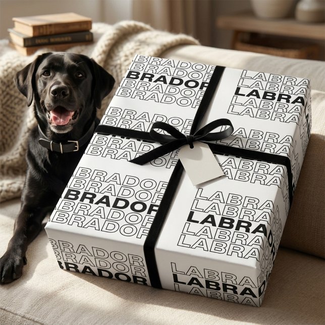 Papier Cadeau Typographie Graphique Moderne Gras Labrador  (Créateur téléchargé)