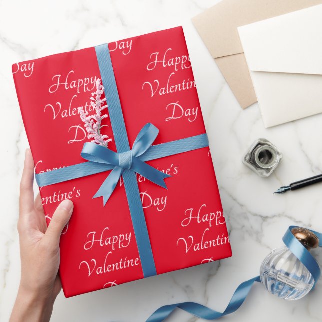 Papier Cadeau Typographie Heureuse Sainte-Valentin rouge (Cadeaux)