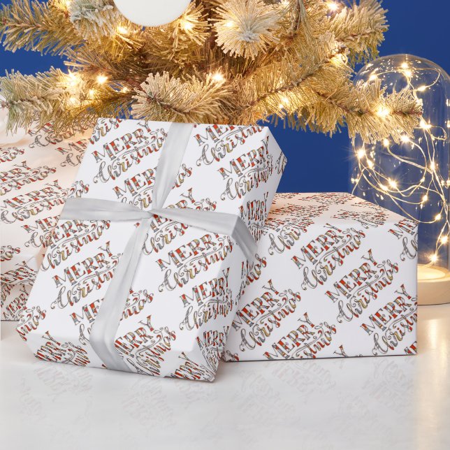 Papier Cadeau Typographie Joyeux Noël  (Vacances)