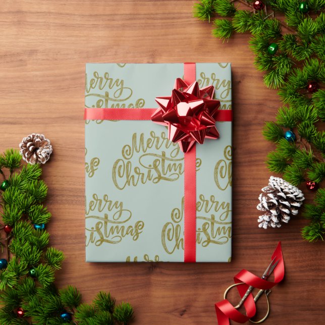 Papier Cadeau Typographie Joyeux Noël Or Luxe (Cadeau de vacances)