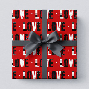 Papier Cadeau Typographie moderne de l'amour rouge Saint Valen