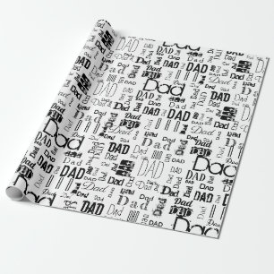 Papier Cadeau Typographie papa personnalisée Noir Blanc