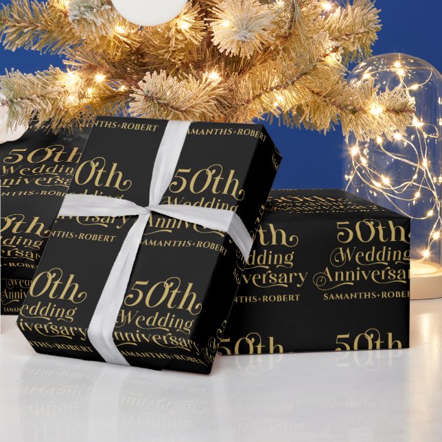 Papier Cadeau Typographie pour les 50 ans de mariage (Vacances)