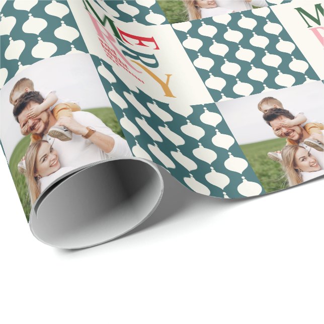 Papier Cadeau Typographie vintage et rétro photo de Noël (Coin rond)