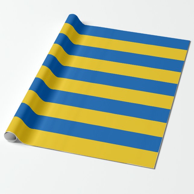 Papier Cadeau Ukraine Drapeau bleu jaune rayures (Déroulé)