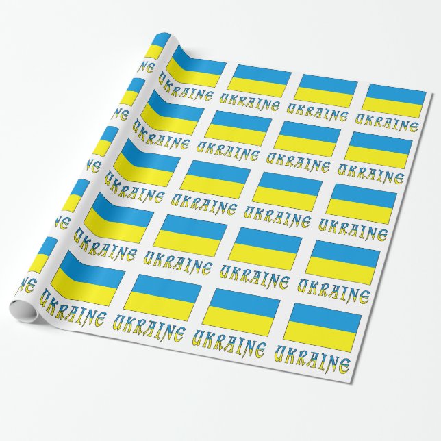 Papier Cadeau Ukraine et drapeau ukrainien (Déroulé)