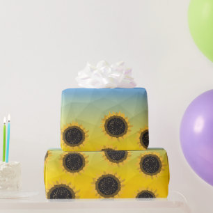 Papier Cadeau Ukraine jaune bleu géométrie maillage motif Fleurs