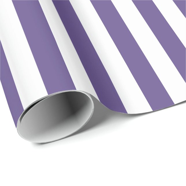 Papier Cadeau Ultra Violet Violet et Rayure Blanche (Coin rond)