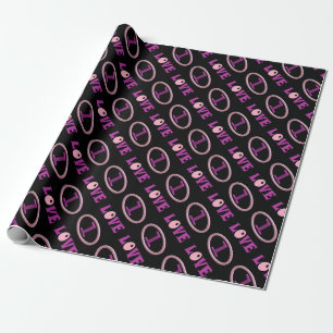 Papier Cadeau Un amour rose violet rose et noir design