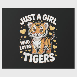 Papier Cadeau Un animal de tigre mignon juste une fille qui aime