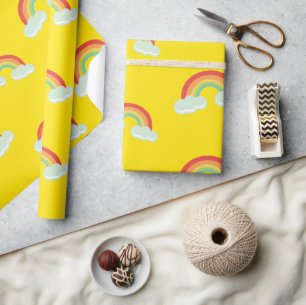 Papier Cadeau Un arc-en-ciel mou avec un Motif nuageux