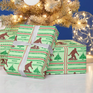 Papier Cadeau Un Bigfoot Marcher Joyeux Squatchmas Green Holiday