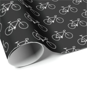 Papier Cadeau Un bon nombre de formes blanches de bicyclette sur