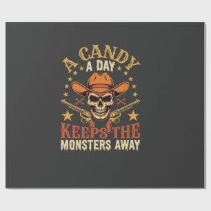 Papier Cadeau Un bonbon par jour éloigne les monstres d'Hallowee